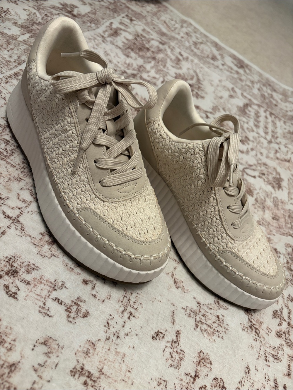 DV by Dolce Vita Cream Woven Platform Sneakers